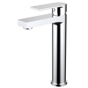 Chrome plated brass single lever high basin faucet