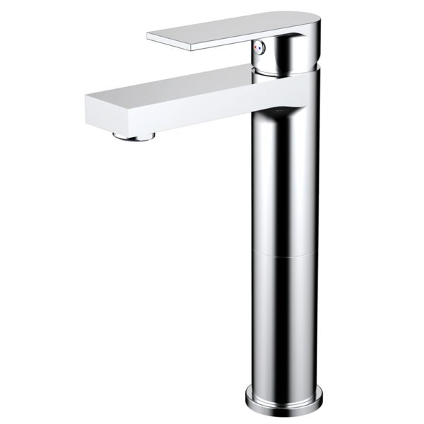 Chrome plated brass single lever high basin faucet
