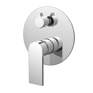 Round brass in-wall bath shower faucet with swivel ceramic diverter