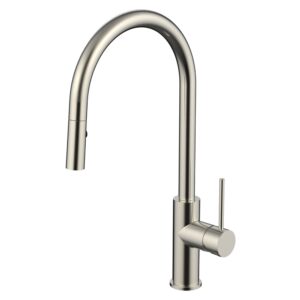 Stainless steel single lever pull-down kitchen faucet