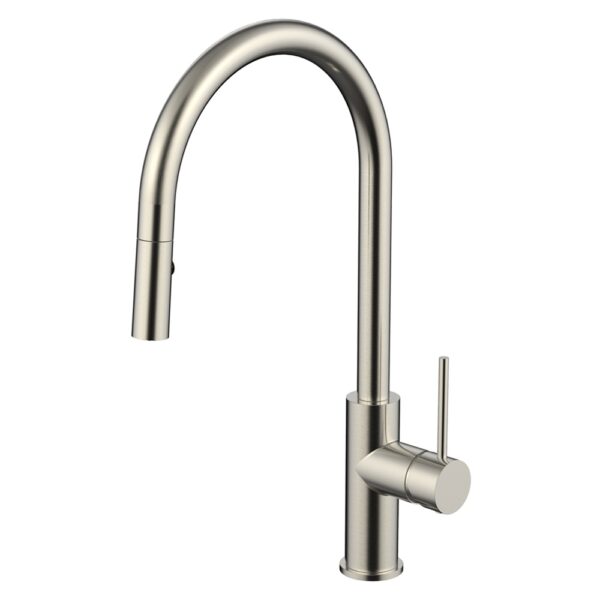Stainless steel single lever pull-down kitchen faucet