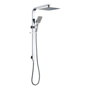 Exposed square shower fixture with hand spray chrome