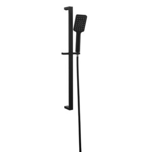 Matt black handshower with slide bar and hose