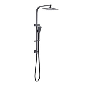 Matte black exposed bathroom rainfall shower faucet system