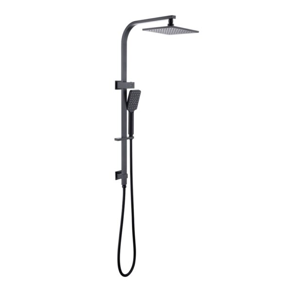 Matte black exposed bathroom rainfall shower faucet system