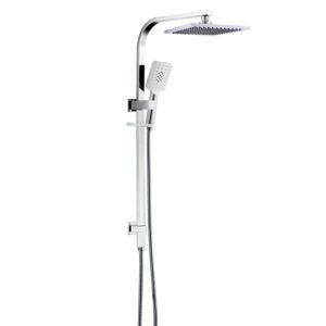 Polished chrome exposed bathroom rainfall shower faucet system
